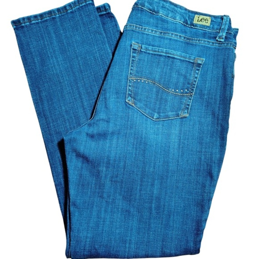Lee Regular Fit Straight Leg Mid Rise Secretly Shapes Women Jeans 18 office
